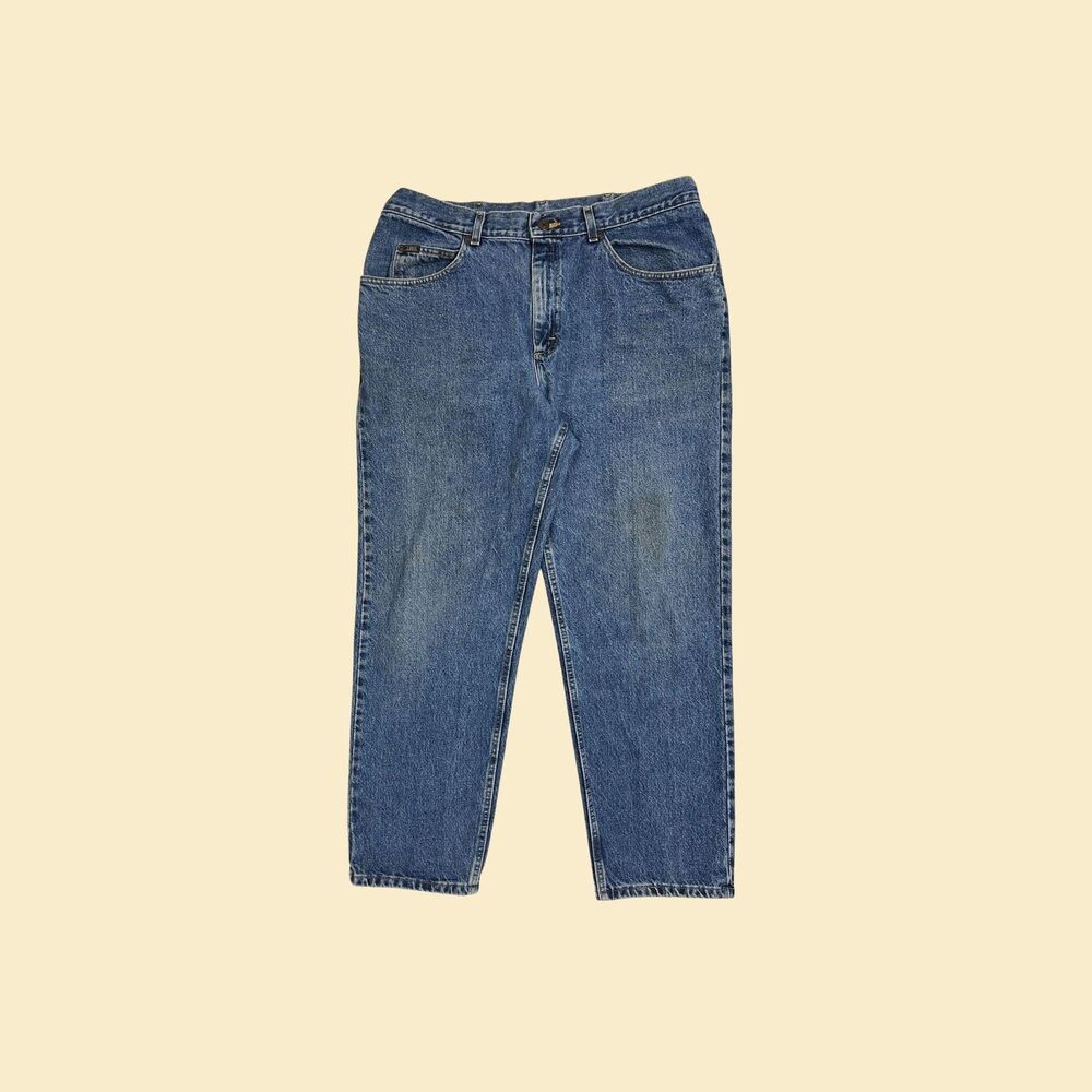 Vintage 38x30 Lee jeans, 1990s mens medium wash cotton straight leg denim pants